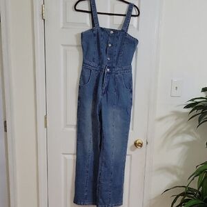 SHEIN Blue Denim Button-Front Women’s Overalls Jumpsuit
